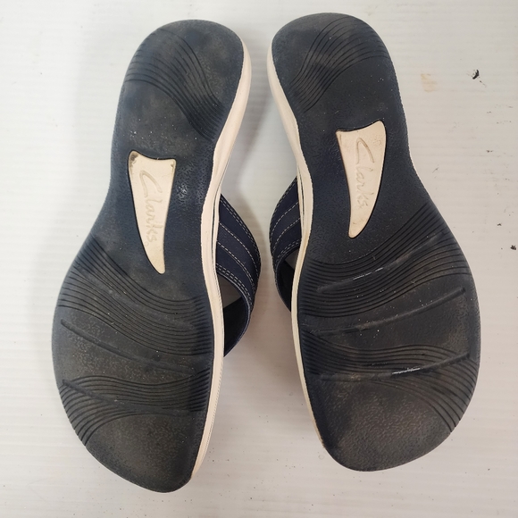 Clarks Brinkley Bree Open Toe Casual Navy/White Adjustable Strap Sandal Sz 10 - Picture 7 of 7